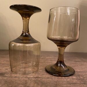 Vintage Libbey Tawny Accent Wine Glasses, set of 4, Smokey Brown